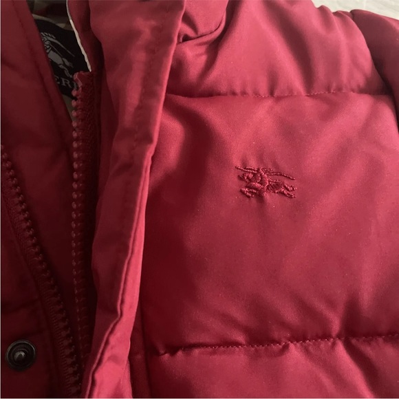 BURBERRY Kids Baby Red Down Puffer Coat w/ Mittens Nova Check House Lining 3M - Picture 3 of 16